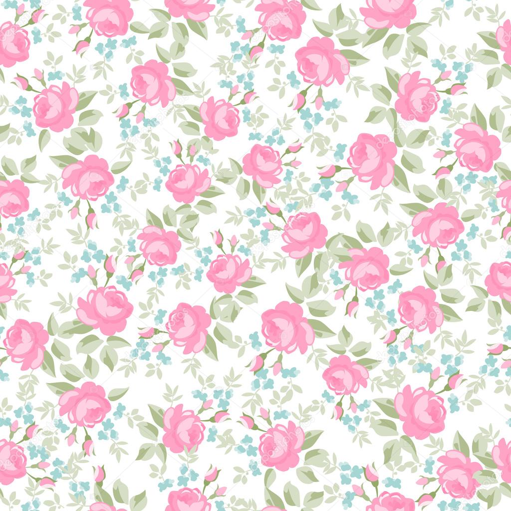 Seamless floral pattern with pastel English Roses