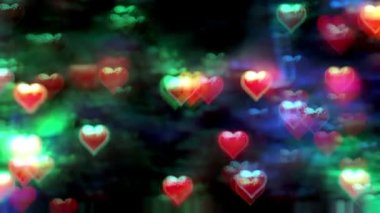 Koyu arka plan üzerinde titrek Kalpler