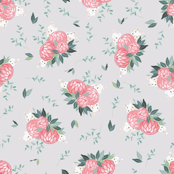 Motif floral sans couture avec bouquet de fleurs — Image vectorielle