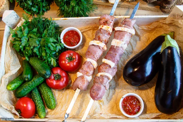 Shashlik kebab made with meat — Stock Photo, Image