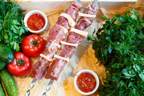 Shashlik kebab fatto con carne — Foto Stock