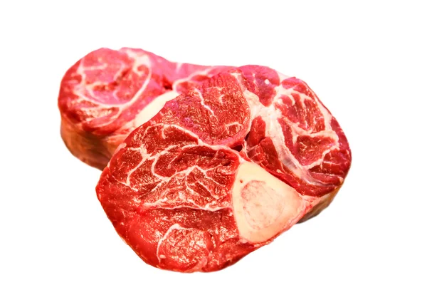 Biftek yemeye üzerinde beyaz bir arka plan olduğunu. İzoleli — Stok fotoğraf