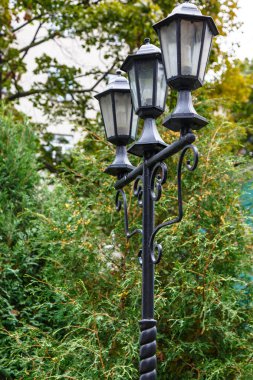 Park, bir kırık cam eski ışıklar.