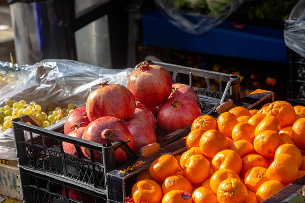 Comercio Callejero Naranjas Mandarinas Otras Verduras Frutas Venden Calle — Foto de Stock