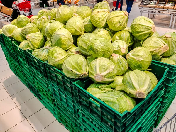 Kål Finns Lådorna Snabbköpet — Stockfoto