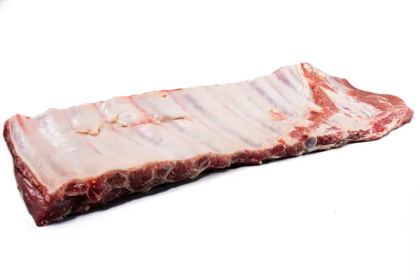 Pork ribs in one piece on white isolated background. — Stock Photo, Image