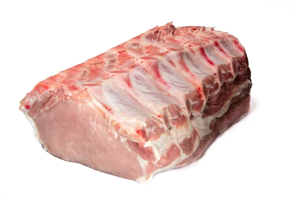 Pork loin on the bone on a white background, isolated. — Stock Photo, Image