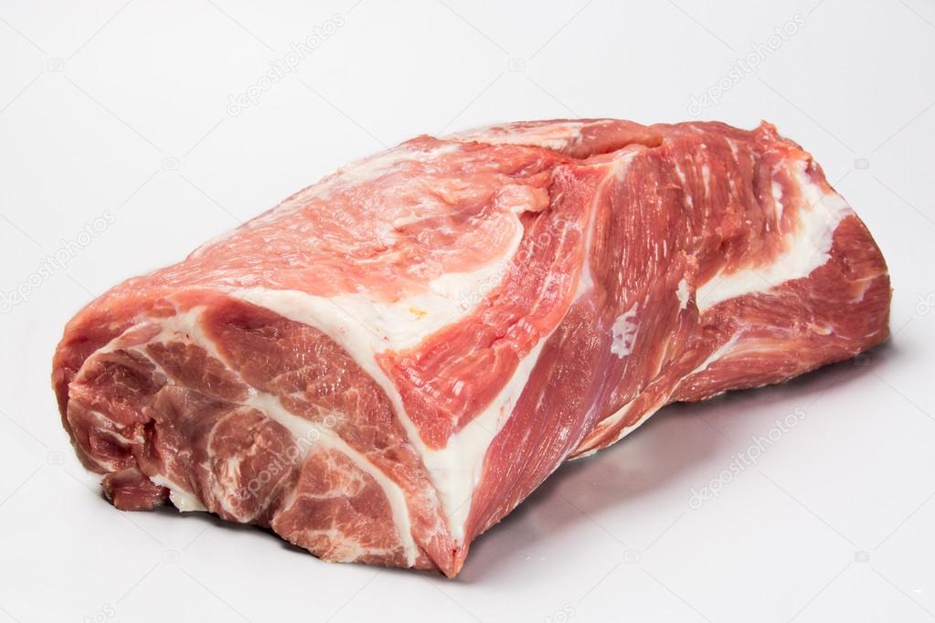 Pork neck piece on a white background isolated.