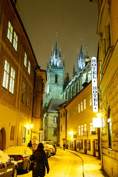 Prag 'da şiddetli kar yağışı. — Stok fotoğraf