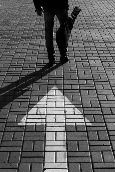 Man Guitar Walking Distance — Stock Photo, Image