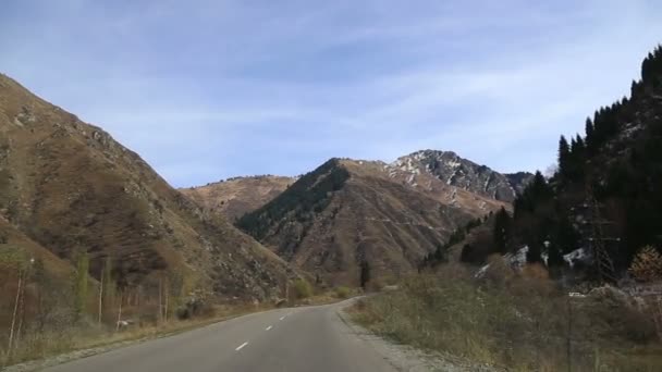 Die Auto-Ansicht einer gefährlichen Reise in die wilde Natur — Stockvideo
