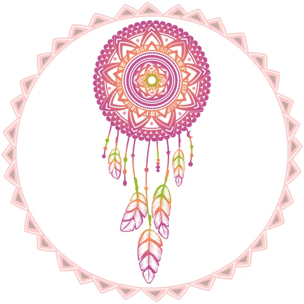 American Indian Dream catcher. Etnické akvarel vektorové textura. Tribal design — Stockový vektor