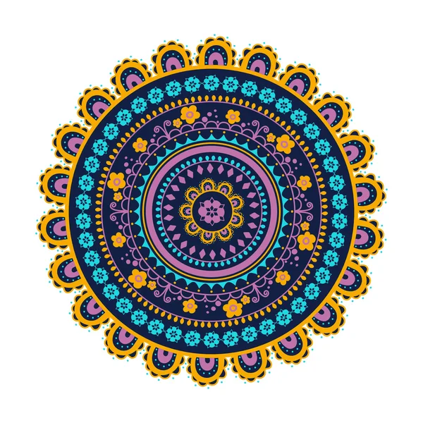 Colorful round ornament. Abstract flower.Background with colorful mandala or abstract flower.Indian tribal boho design — Stock Vector