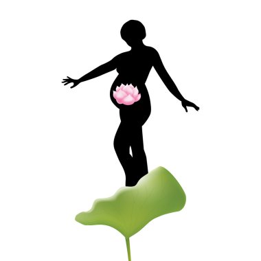 Pregnant woman with lotus flower. Concept of healthy pregnancy clipart