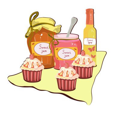 Reçel kavanoz ve peçete şurubu ile cupcakes