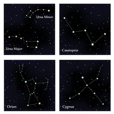 Set of constellations. Vector space and stars illustration