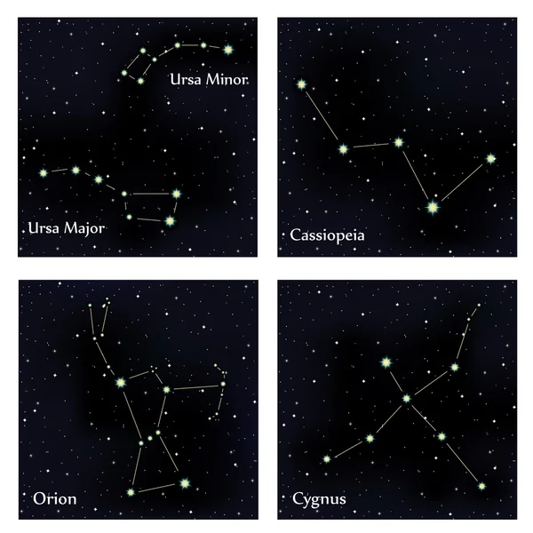 Set van sterrenbeelden. Vectorruimte en sterren illustratie — Stockvector