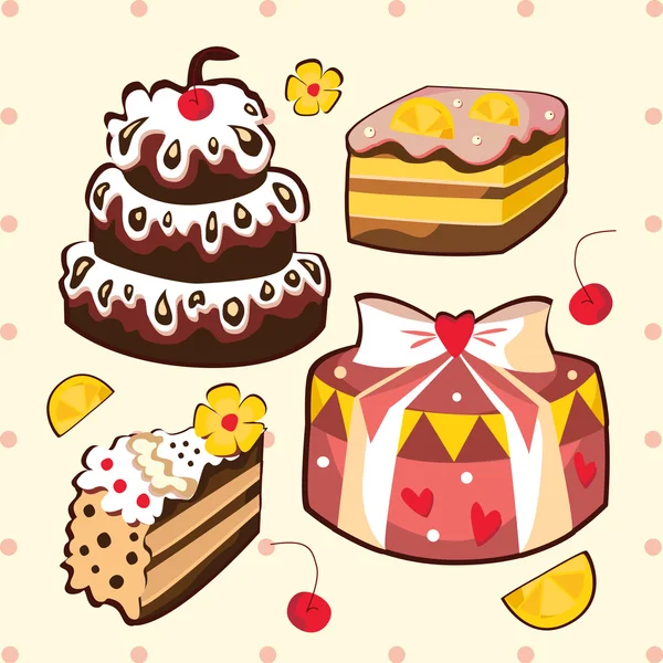 Συλλογή κέικ, γλυκά yammy — Διανυσματικό Αρχείο