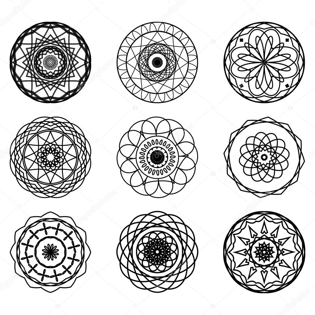 Download Round Geometric Ornaments Set Of Doodle Mandalas Vector Image By C Solllya Bigmir Net Vector Stock 94091952
