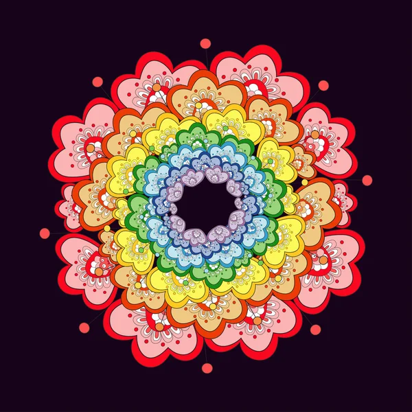 다채로운 추상적인 꽃 패턴입니다. 디자인에 대 한 절연된 원된 요소입니다. 로고 템플릿입니다. 벡터 일러스트입니다. 손으로 그린된 화 환 배경 — 스톡 벡터