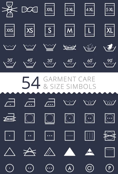Çamaşırhane bakım sembolleri. Tekstil bakım simgeler kümesi. Tekstil giysi yıkama ve bakım belirtileri.