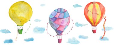 Üç balon Gezgin suluboya