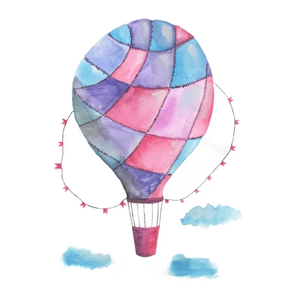 Purple balloon traveler watercolor