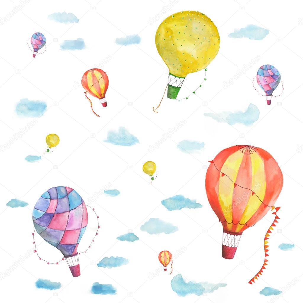 The texture of the balloon traveler watercolor