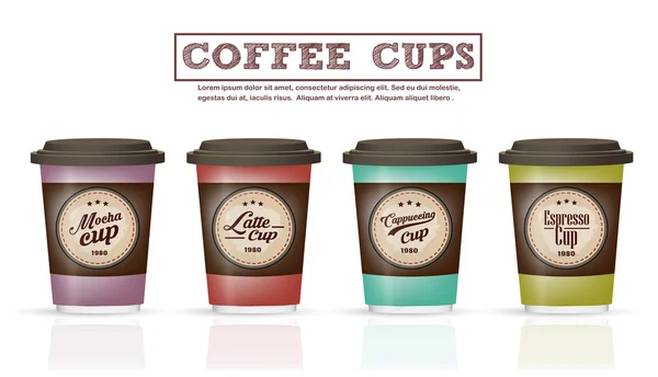 Kávé jelvények és a kávéscsésze vektor logo tervezés — Stock Vector