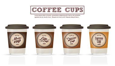 Kahve rozetleri ve kahve Kupası vektör logo tasarım koleksiyonu