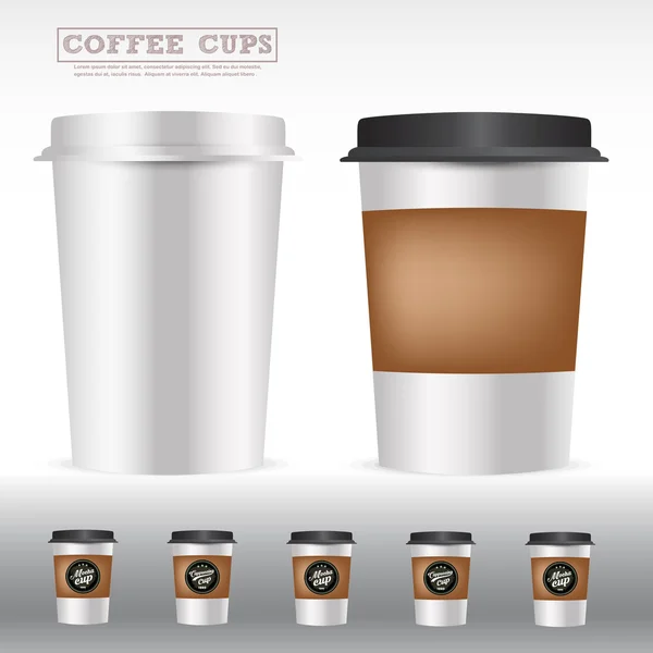 Packaging of isolated coffee cups — Stock Vector