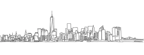 Esbozo a mano libre del horizonte de la ciudad de Nueva York. Scribble vectorial — Archivo Imágenes Vectoriales