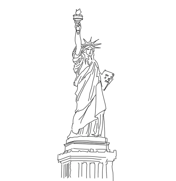 Statue of Liberty, hand drawn vector Outline Scribble — Stock Vector