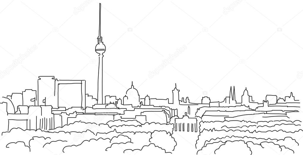 On the roofs of Berlin scribble outline