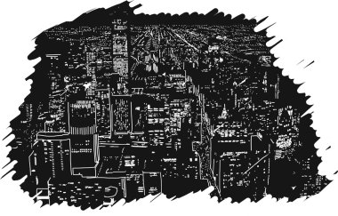 Big City Lights Handcrafted Illustration Vector Rubber Styled clipart