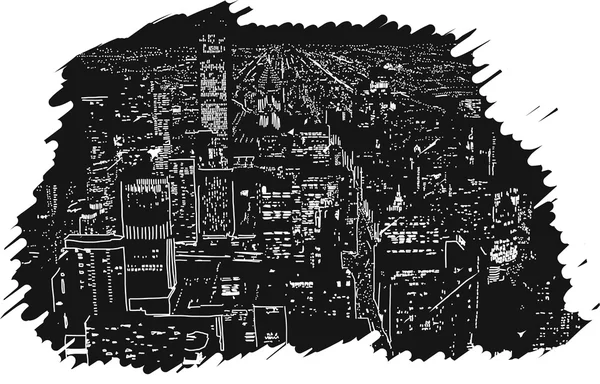 Big City Lights Illustration artisanale vectorielle en caoutchouc style — Image vectorielle