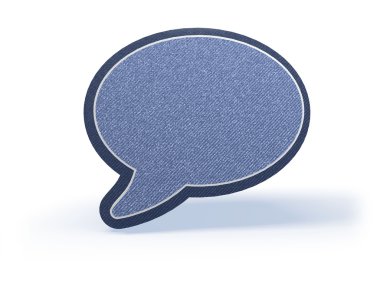 Konuşma balonu simgesinin alışveriş blueish kot bakmak