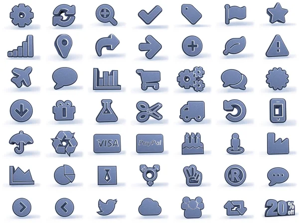 Shopping Icons in blueish denim look — Stock Photo, Image