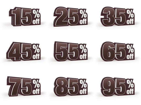 Set of Discount price signs in brown suit look — Stock Photo, Image