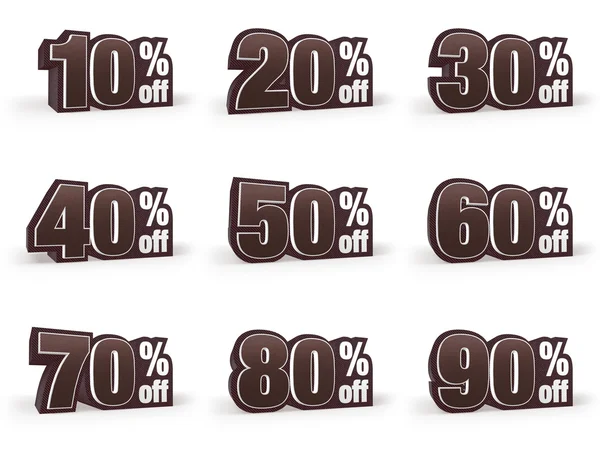 Set of Discount price signs in brown suit look — Stock Photo, Image
