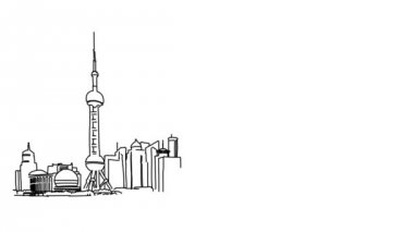Shanghai şehir anahat animasyon