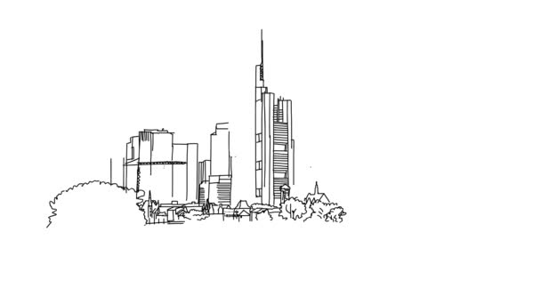 Frankfurt stad overzicht animatie — Stockvideo