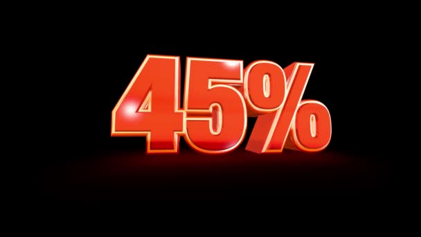 45 procent försäljning bilder på svart — Stockvideo