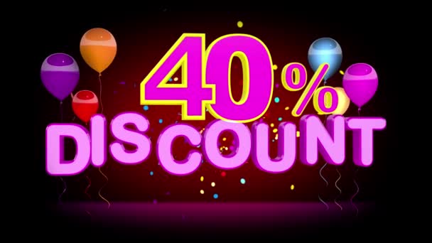 Colorful 40 Percent Discount — Stock Video