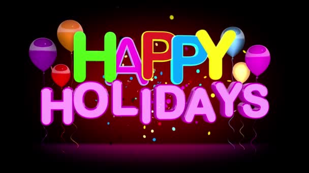 Happy Holidays reclame lus op zwart — Stockvideo