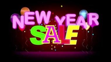 Yeni yıl satış animasyon kampanya koyu arka plan üzerinde