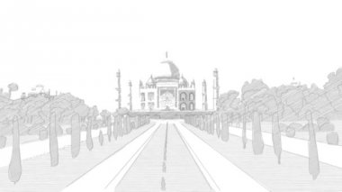 Taj Mahal'ı el kroki animasyon çekilmiş