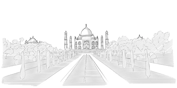 Taj Mahal croquis à la main — Image vectorielle