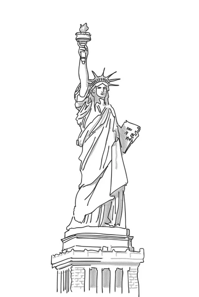 Estatua de la Libertad Dibujado a mano boceto — Vector de stock