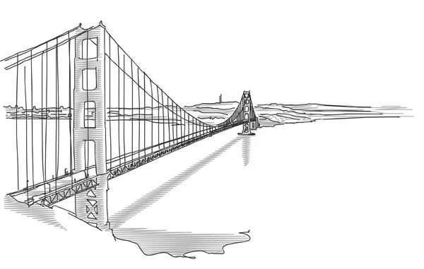 Hand Drawn Golden Gate Bridge — Stock Vector